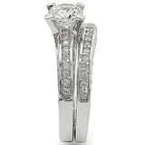 1W004 - Rhodium Brass Ring with AAA Grade CZ in Clear - Alamode - Flyclothing LLC