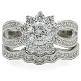 1W008 - Rhodium Brass Ring with AAA Grade CZ  in Clear - Alamode