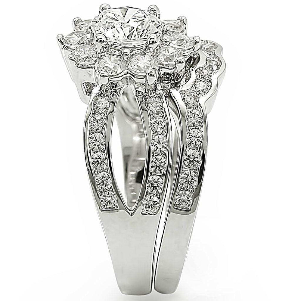 1W008 - Rhodium Brass Ring with AAA Grade CZ in Clear - Alamode - Flyclothing LLC