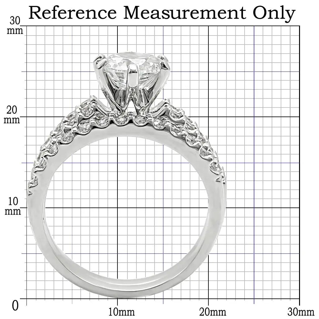 1W009 - Rhodium Brass Ring with AAA Grade CZ in Clear - Alamode - Flyclothing LLC
