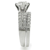 1W009 - Rhodium Brass Ring with AAA Grade CZ in Clear - Alamode - Flyclothing LLC