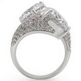 1W015 - Rhodium Brass Ring with AAA Grade CZ  in Clear - Alamode