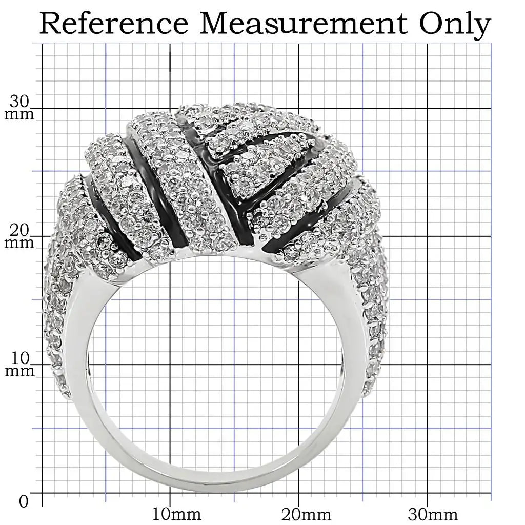 1W016 - Rhodium Brass Ring with AAA Grade CZ in Clear - Alamode - Flyclothing LLC