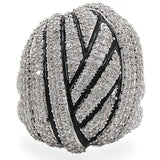 1W016 - Rhodium Brass Ring with AAA Grade CZ in Clear - Alamode - Flyclothing LLC