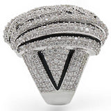 1W016 - Rhodium Brass Ring with AAA Grade CZ in Clear - Alamode - Flyclothing LLC