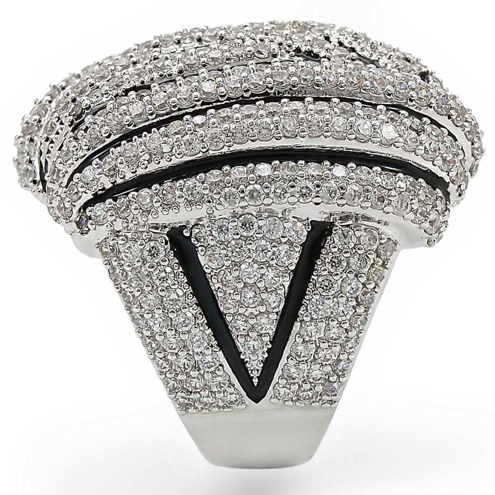 1W016 - Rhodium Brass Ring with AAA Grade CZ in Clear - Alamode - Flyclothing LLC