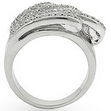 1W018 - Rhodium Brass Ring with AAA Grade CZ  in Clear - Alamode