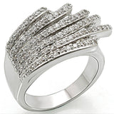 1W018 - Rhodium Brass Ring with AAA Grade CZ  in Clear - Alamode