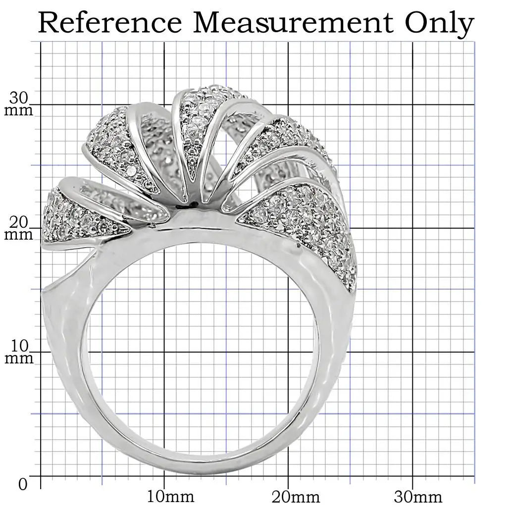 1W019 - Rhodium Brass Ring with AAA Grade CZ in Clear - Alamode - Flyclothing LLC