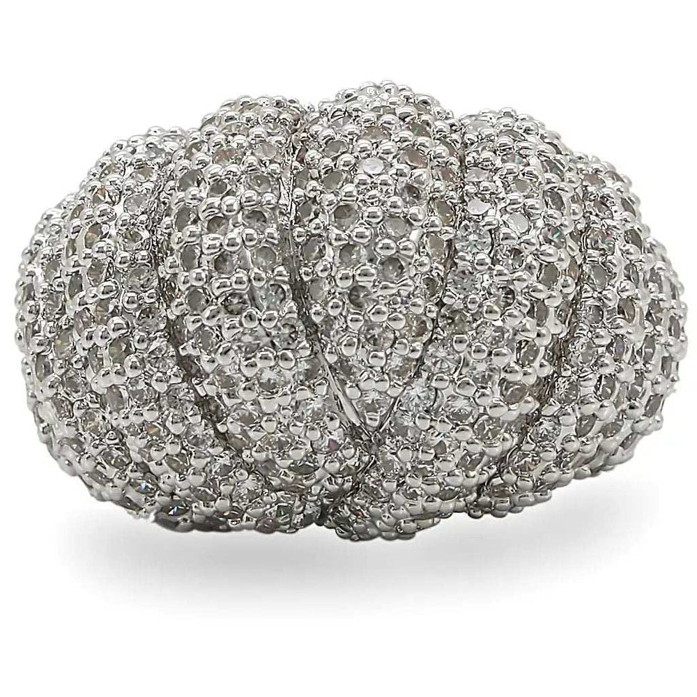 1W020 - Rhodium Brass Ring with AAA Grade CZ in Clear - Alamode - Flyclothing LLC