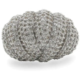1W020 - Rhodium Brass Ring with AAA Grade CZ  in Clear - Alamode