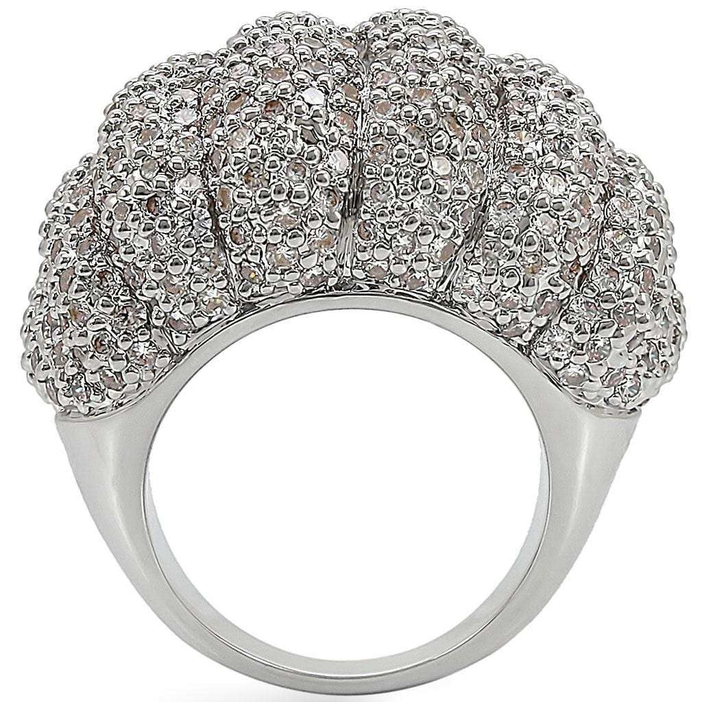 1W020 - Rhodium Brass Ring with AAA Grade CZ in Clear - Alamode - Flyclothing LLC