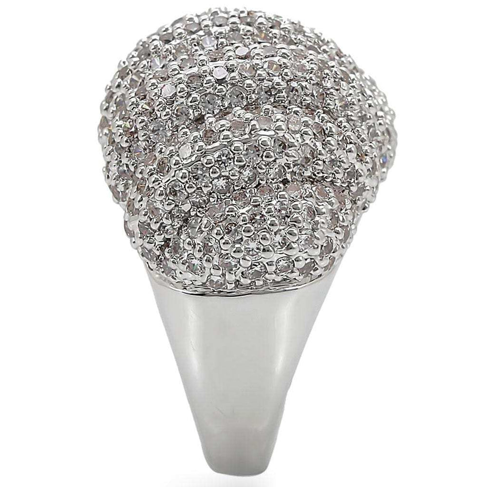 1W020 - Rhodium Brass Ring with AAA Grade CZ in Clear - Alamode - Flyclothing LLC