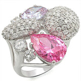 1W021 - Rhodium Brass Ring with AAA Grade CZ in Multi Color - Alamode - Flyclothing LLC