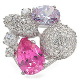 1W021 - Rhodium Brass Ring with AAA Grade CZ in Multi Color - Alamode - Flyclothing LLC