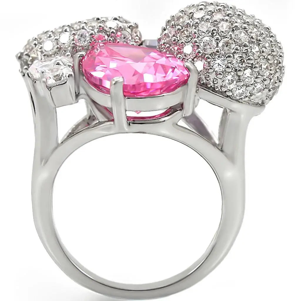 1W021 - Rhodium Brass Ring with AAA Grade CZ in Multi Color - Alamode - Flyclothing LLC
