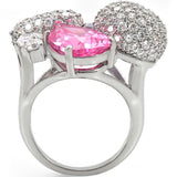 1W021 - Rhodium Brass Ring with AAA Grade CZ  in Multi Color - Alamode