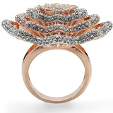 1W023 - Rose Gold + Rhodium Brass Ring with Top Grade Crystal  in Clear - Alamode