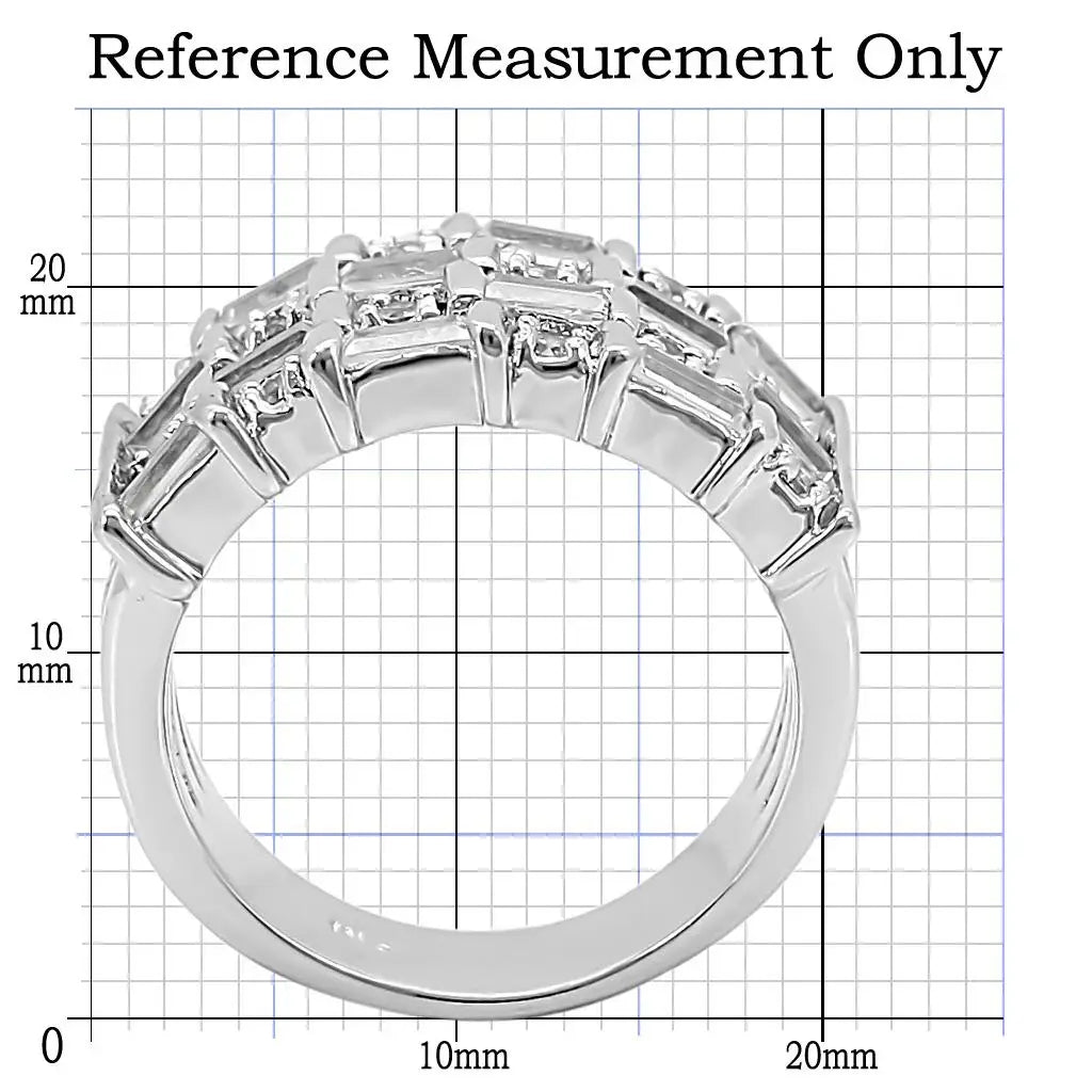 1W024 - Rhodium Brass Ring with AAA Grade CZ in Clear - Alamode - Flyclothing LLC