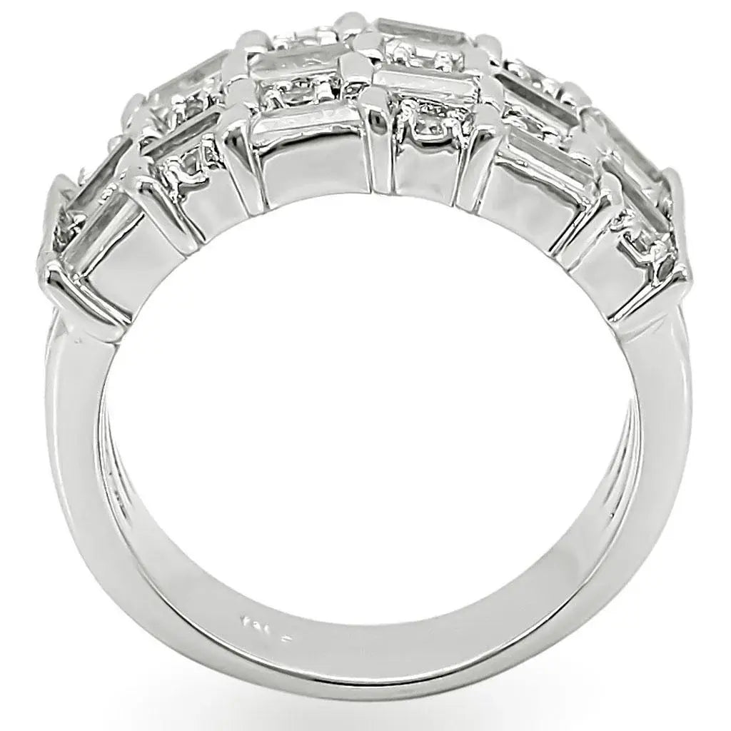1W024 - Rhodium Brass Ring with AAA Grade CZ in Clear - Alamode - Flyclothing LLC