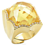 1W030 - Gold Brass Ring with AAA Grade CZ  in Citrine Yellow - Alamode