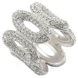 1W032 - Rhodium Brass Ring with Top Grade Crystal  in Clear - Alamode