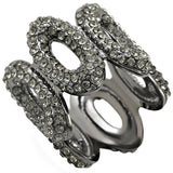 1W033 - Ruthenium Brass Ring with Top Grade Crystal  in Black Diamond - Alamode