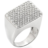 1W035 - Rhodium Brass Ring with Top Grade Crystal  in Clear - Alamode
