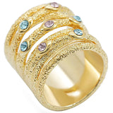 1W047 - Gold Brass Ring with Top Grade Crystal in Multi Color - Alamode - Flyclothing LLC