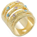 1W047 - Gold Brass Ring with Top Grade Crystal  in Multi Color - Alamode