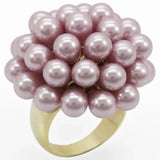 1W051 - Gold Brass Ring with Synthetic Pearl in Light Amethyst - Alamode - Flyclothing LLC