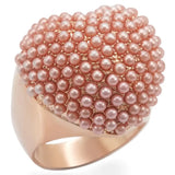 1W059 - Rose Gold Brass Ring with Synthetic Pearl in Rose - Alamode - Flyclothing LLC