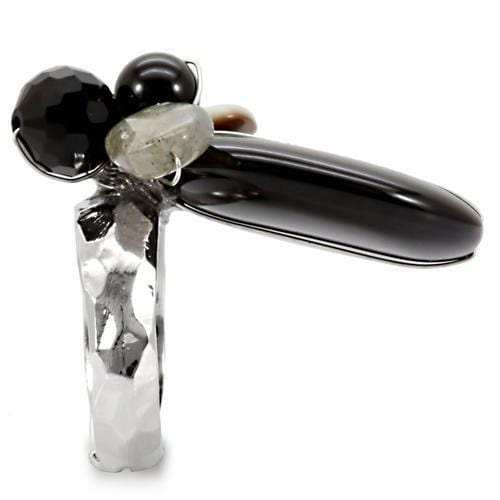 LOA594 - Antique Tone Brass Ring with Assorted in Multi Color - Alamode - Flyclothing LLC