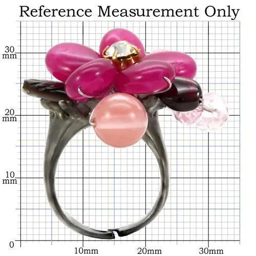 LOA595 - Antique Tone Brass Ring with Assorted in Multi Color - Alamode - Flyclothing LLC