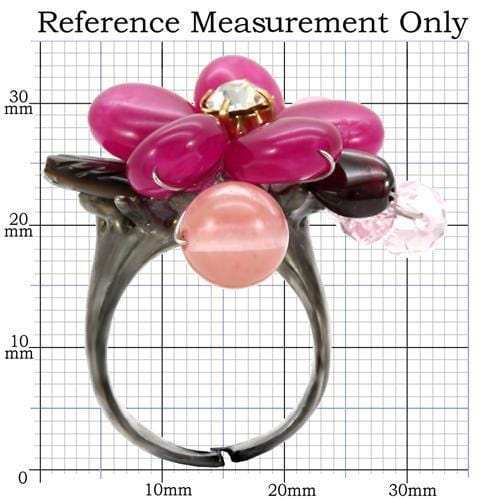 LOA595 - Antique Tone Brass Ring with Assorted in Multi Color - Alamode - Flyclothing LLC