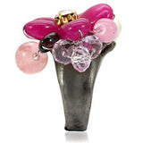 LOA595 - Antique Tone Brass Ring with Assorted in Multi Color - Alamode - Flyclothing LLC