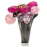 LOA595 - Antique Tone Brass Ring with Assorted in Multi Color - Alamode - Flyclothing LLC