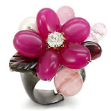 LOA595 - Antique Tone Brass Ring with Assorted in Multi Color - Alamode - Flyclothing LLC