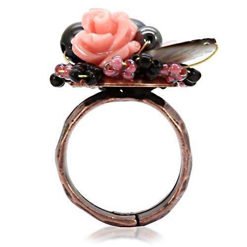LOA596 - Antique Tone Brass Ring with Assorted in Multi Color - Alamode - Flyclothing LLC