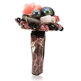 LOA596 - Antique Tone Brass Ring with Assorted in Multi Color - Alamode - Flyclothing LLC