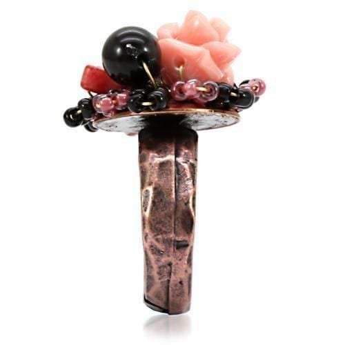 LOA596 - Antique Tone Brass Ring with Assorted in Multi Color - Alamode - Flyclothing LLC