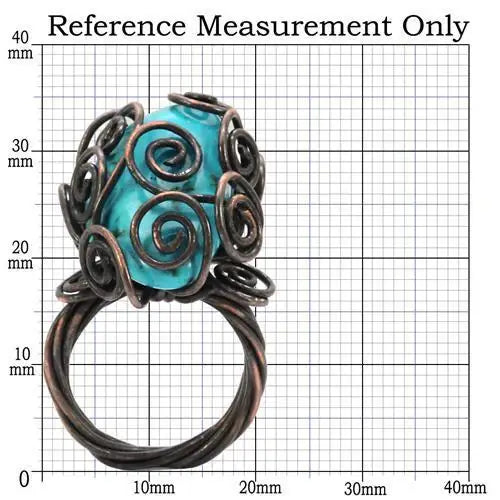 LOA597 - Antique Tone Brass Ring with Synthetic Turquoise in Turquoise - Alamode - Flyclothing LLC