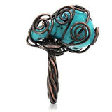 LOA597 - Antique Tone Brass Ring with Synthetic Turquoise in Turquoise - Alamode - Flyclothing LLC