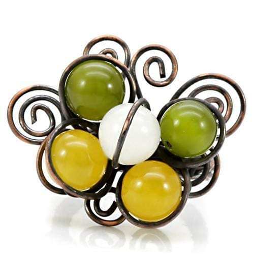 LOA598 - Antique Tone Brass Ring with Assorted in Multi Color - Alamode - Flyclothing LLC
