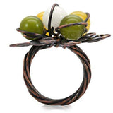 LOA598 - Antique Tone Brass Ring with Assorted in Multi Color - Alamode - Flyclothing LLC