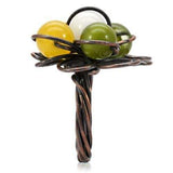 LOA598 - Antique Tone Brass Ring with Assorted in Multi Color - Alamode - Flyclothing LLC