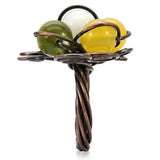 LOA598 - Antique Tone Brass Ring with Assorted in Multi Color - Alamode - Flyclothing LLC