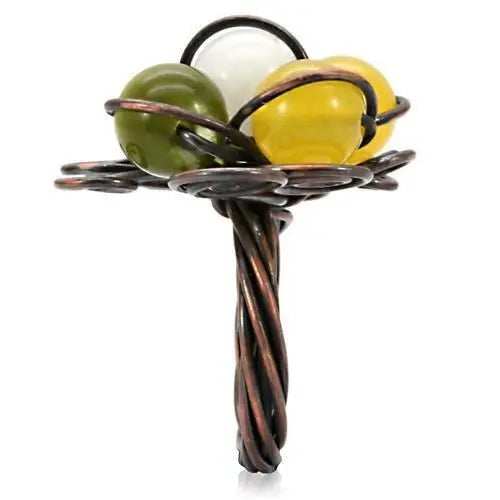 LOA598 - Antique Tone Brass Ring with Assorted in Multi Color - Alamode - Flyclothing LLC