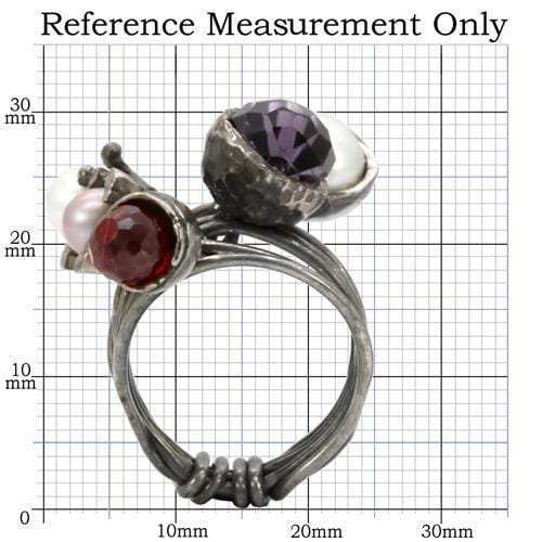 LOA599 - Antique Tone Brass Ring with Assorted in Multi Color - Alamode - Flyclothing LLC