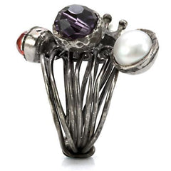 LOA599 - Antique Tone Brass Ring with Assorted  in Multi Color
